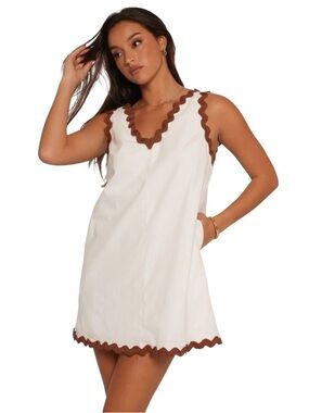 Petal & Pup Calliope Rickrack Trim Cotton & Linen Mini Dress